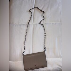 Tory Burch Taupe Crossbody Bag with Chain Strap